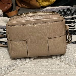 Khaki Tory Burch Block T Double Zip Crossbody